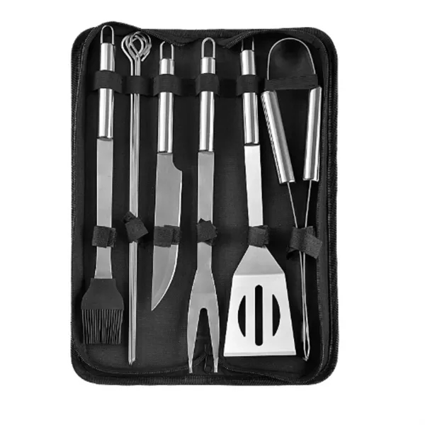 9 Pieces Stainless Steel Grill Kit with Case - 9 Pieces Stainless Steel Grill Kit with Case - Image 0 of 3