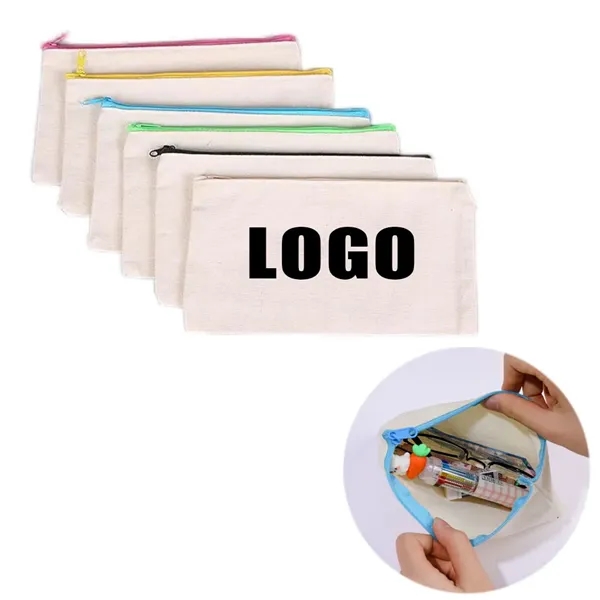 Multipurpose Canvas Organizer Zipper Pouch-8.3''L x 4.7''W - Multipurpose Canvas Organizer Zipper Pouch-8.3''L x 4.7''W - Image 0 of 2