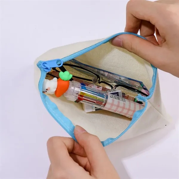 Multipurpose Canvas Organizer Zipper Pouch-8.3''L x 4.7''W - Multipurpose Canvas Organizer Zipper Pouch-8.3''L x 4.7''W - Image 2 of 2