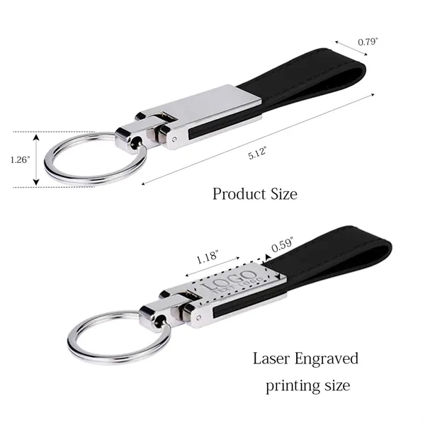 Promotional Leather And Silver Keyring Gift Keychain - Promotional Leather And Silver Keyring Gift Keychain - Image 1 of 8