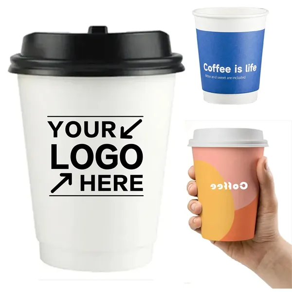 16oz Custom Logo Paper Coffee Cups Bulk With Lids - 16oz Custom Logo Paper Coffee Cups Bulk With Lids - Image 0 of 4