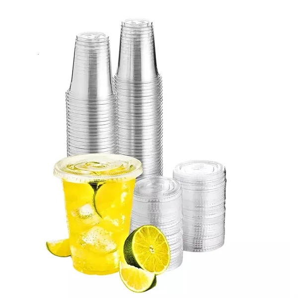 12 oz Disposable Clear Plastic Cups with Lids - 12 oz Disposable Clear Plastic Cups with Lids - Image 3 of 4