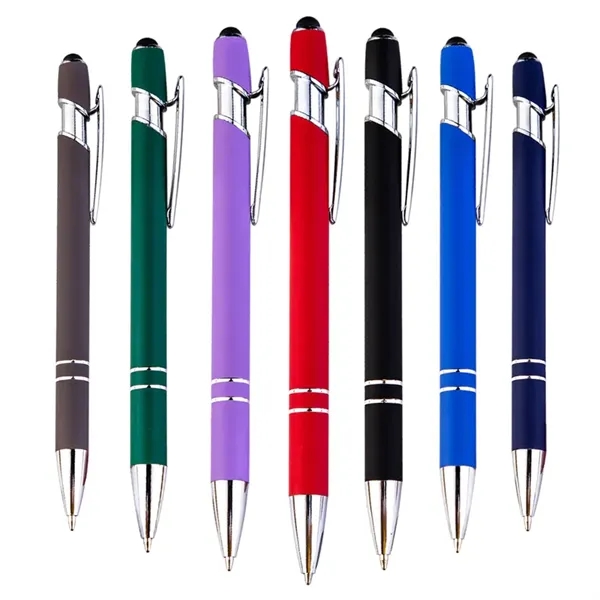 Soft touch Metal Aluminum Stylus Ballpoint Pen - Soft touch Metal Aluminum Stylus Ballpoint Pen - Image 0 of 1