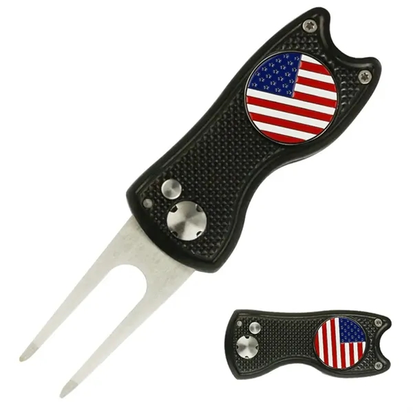 Foldable Divot Repair Tool with Magnetic Ball Marker - Foldable Divot Repair Tool with Magnetic Ball Marker - Image 0 of 3
