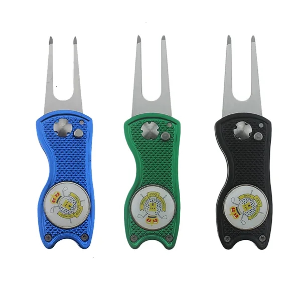 Foldable Divot Repair Tool with Magnetic Ball Marker - Foldable Divot Repair Tool with Magnetic Ball Marker - Image 1 of 3