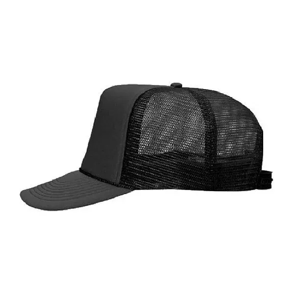 Polyester Foam 5 Panel High Crown Mesh Back Trucker Hat - Polyester Foam 5 Panel High Crown Mesh Back Trucker Hat - Image 2 of 3