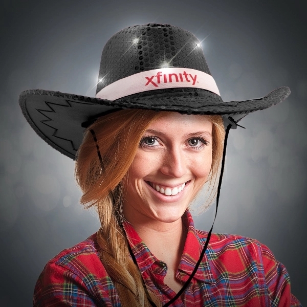 Black Sequin LED Cowboy Hat - Black Sequin LED Cowboy Hat - Image 0 of 1