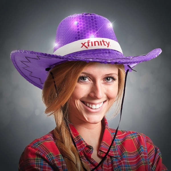 Purple Sequin LED Cowboy Hats - Purple Sequin LED Cowboy Hats - Image 0 of 3