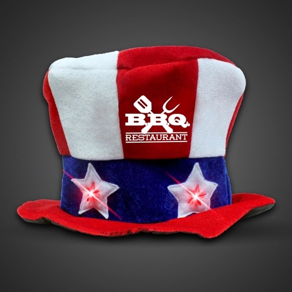 Flashing LED Uncle Sam Hat - Imprinted - Flashing LED Uncle Sam Hat - Imprinted - Image 0 of 2