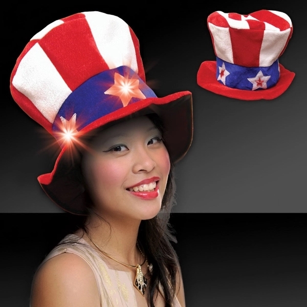 Flashing LED Uncle Sam Hat - Imprinted - Flashing LED Uncle Sam Hat - Imprinted - Image 2 of 2