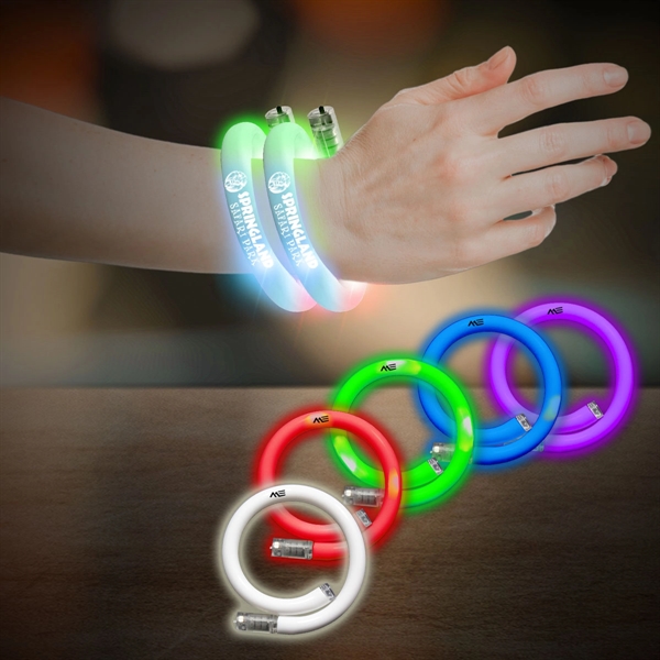 11" Coil Tube Bracelets w/Flashing LED Lights - 11" Coil Tube Bracelets w/Flashing LED Lights - Image 1 of 17