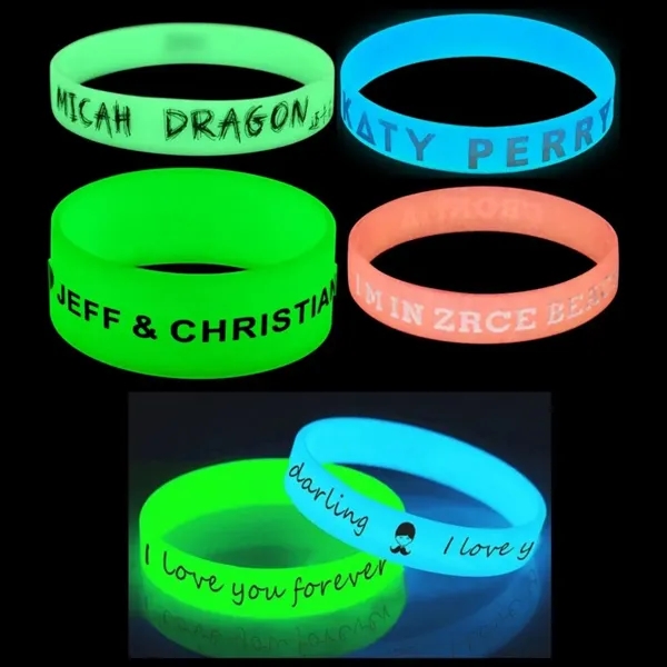 Custom Glow in the Dark Silicone Wristbands - Custom Glow in the Dark Silicone Wristbands - Image 0 of 4