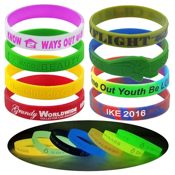 Custom Glow in the Dark Silicone Wristbands - Custom Glow in the Dark Silicone Wristbands - Image 1 of 4