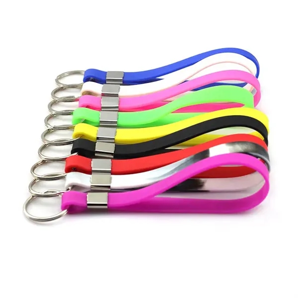 Custom Silicone Wristband With Keychain - Custom Silicone Wristband With Keychain - Image 1 of 2
