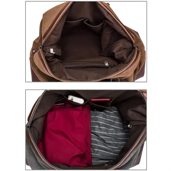 Canvas Leather Duffle Bag - Canvas Leather Duffle Bag - Image 3 of 4