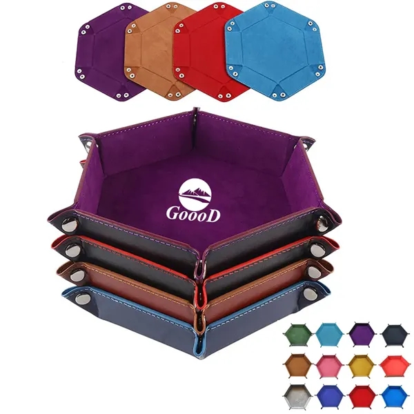 Hexagonal PU Leather Velvet Dice Tray - Hexagonal PU Leather Velvet Dice Tray - Image 0 of 4