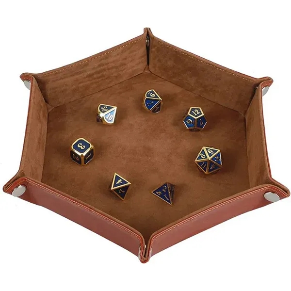 Hexagonal PU Leather Velvet Dice Tray - Hexagonal PU Leather Velvet Dice Tray - Image 1 of 4