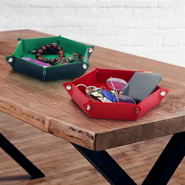 Hexagonal PU Leather Velvet Dice Tray - Hexagonal PU Leather Velvet Dice Tray - Image 2 of 4
