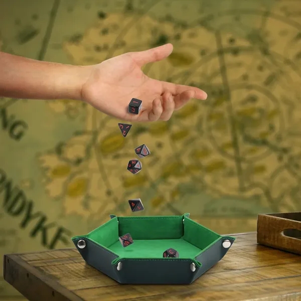 Hexagonal PU Leather Velvet Dice Tray - Hexagonal PU Leather Velvet Dice Tray - Image 3 of 4