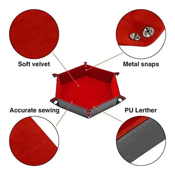 Hexagonal PU Leather Velvet Dice Tray - Hexagonal PU Leather Velvet Dice Tray - Image 4 of 4