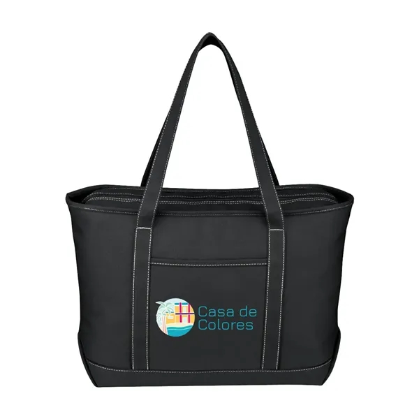 Full Color Large Cotton Canvas Boat Tote - Full Color Large Cotton Canvas Boat Tote - Image 1 of 4