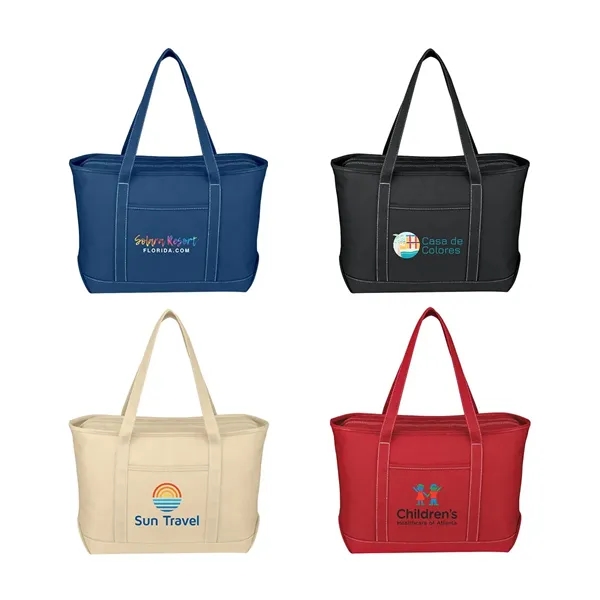 Full Color Large Cotton Canvas Boat Tote - Full Color Large Cotton Canvas Boat Tote - Image 0 of 4