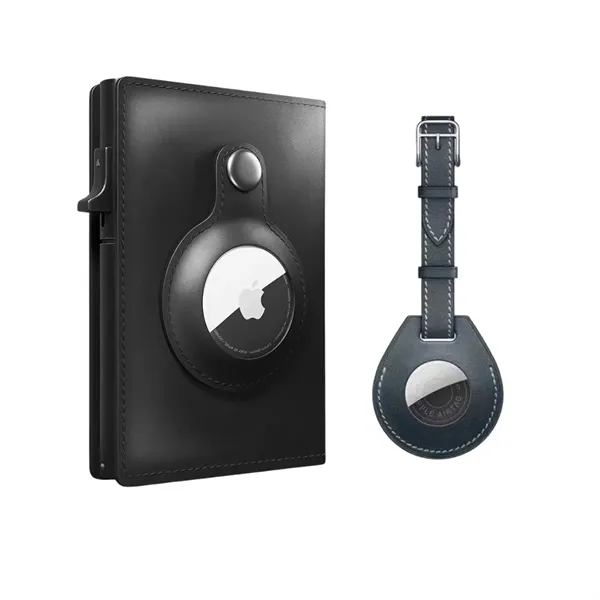 Leather RFID Wallet + KeyChain w/ Apple Tracker holder - Leather RFID Wallet + KeyChain w/ Apple Tracker holder - Image 0 of 16