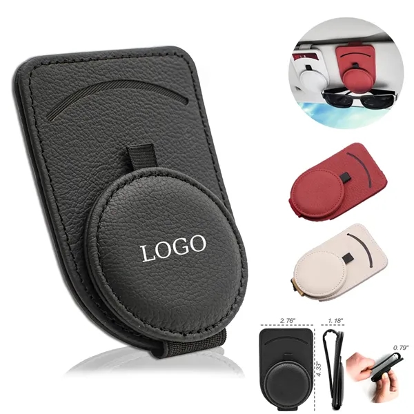 Leather Car Sunglass Holder - Leather Car Sunglass Holder - Image 0 of 5