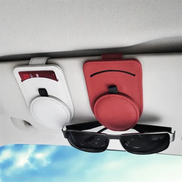 Leather Car Sunglass Holder - Leather Car Sunglass Holder - Image 4 of 5