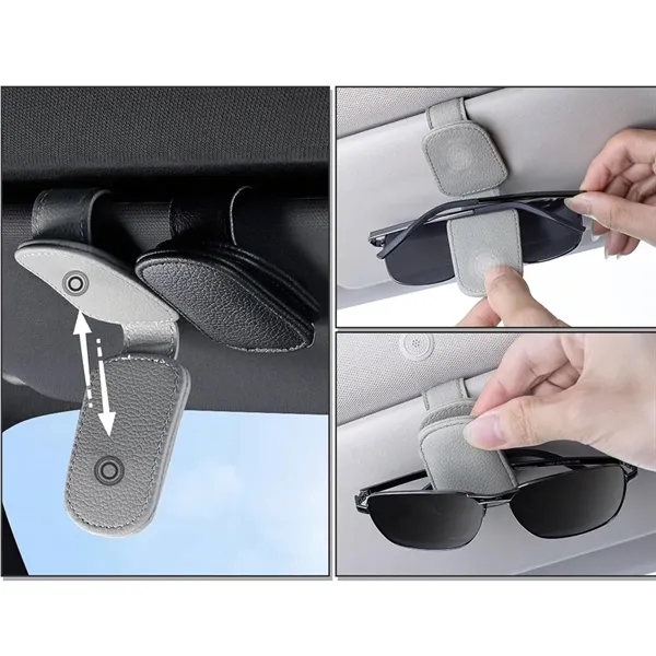 Magnetic Leather Car Sunglass Holder - Magnetic Leather Car Sunglass Holder - Image 2 of 4