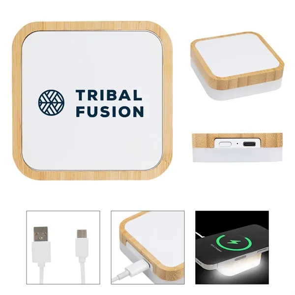 Custom Bamboo Wireless Charger Night Light