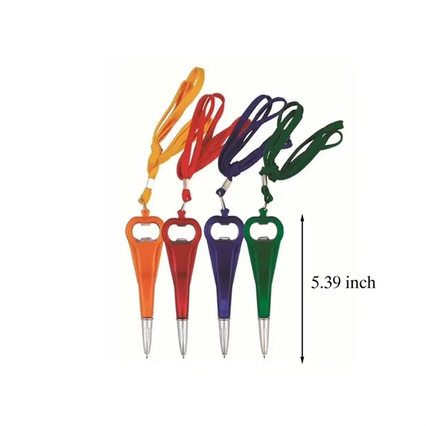 Portable Plastic Ballpoint Pen with Bottle Opener & Lanyard - Portable Plastic Ballpoint Pen with Bottle Opener & Lanyard - Image 1 of 2