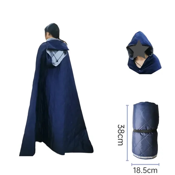 Waterproof Camping Fleece Blanket with Hoodie - Waterproof Camping Fleece Blanket with Hoodie - Image 1 of 5