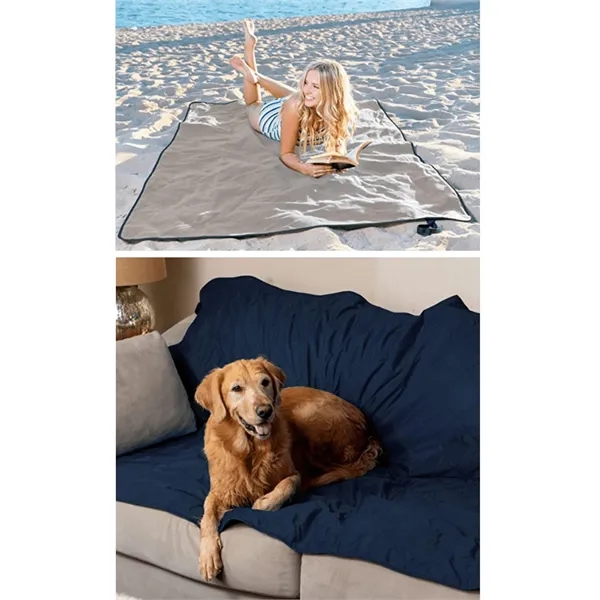 Waterproof Camping Fleece Blanket with Hoodie - Waterproof Camping Fleece Blanket with Hoodie - Image 2 of 5