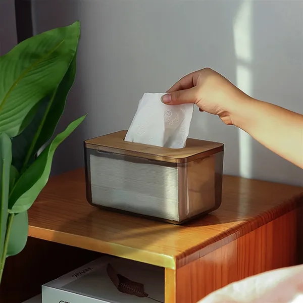 Modern Transparent Rectangular Bamboo Facial Tissues Dispens - Modern Transparent Rectangular Bamboo Facial Tissues Dispens - Image 3 of 4