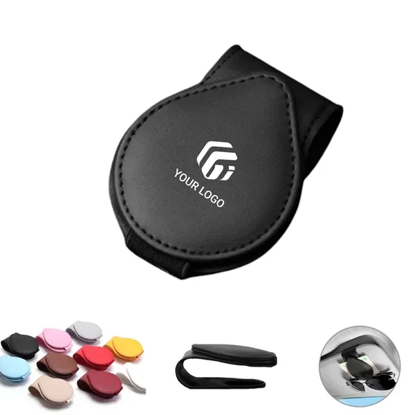 Magnetic PU Leather Clip Sunglasses Holders for Car Visor - Magnetic PU Leather Clip Sunglasses Holders for Car Visor - Image 0 of 4
