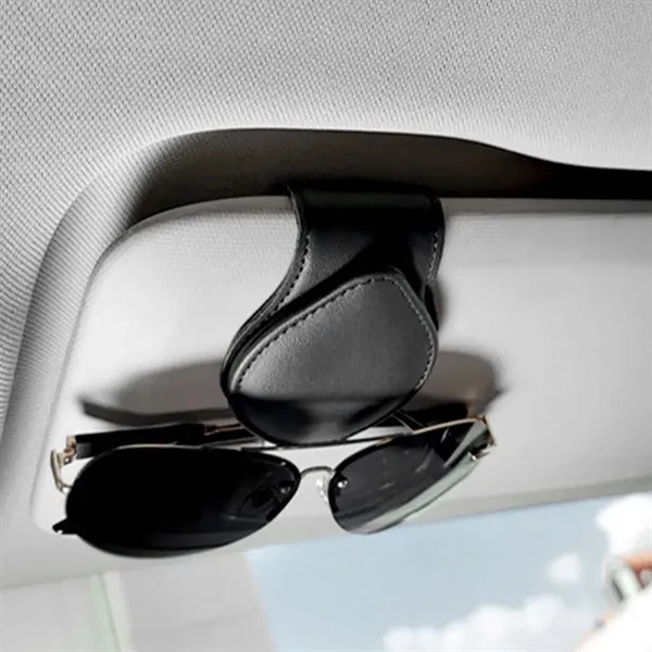 Magnetic PU Leather Clip Sunglasses Holders for Car Visor - Magnetic PU Leather Clip Sunglasses Holders for Car Visor - Image 2 of 4