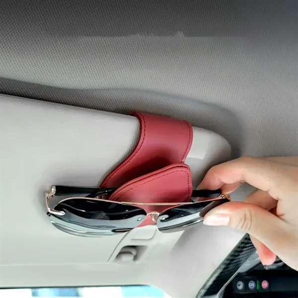 Magnetic PU Leather Clip Sunglasses Holders for Car Visor - Magnetic PU Leather Clip Sunglasses Holders for Car Visor - Image 3 of 4