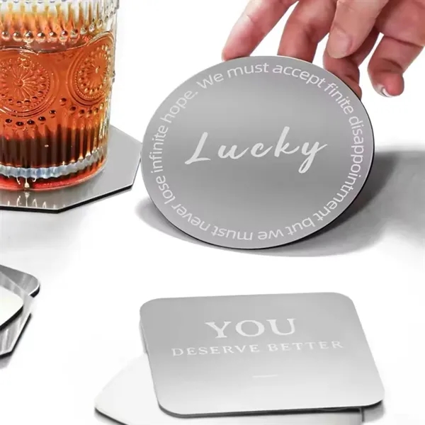 Silver Stainless Steel with EVA Base Coaster - Silver Stainless Steel with EVA Base Coaster - Image 2 of 6
