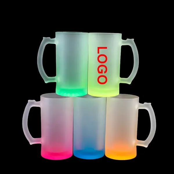 16oz Gradient Sublimation Frosted Glass Beer Mug - 16oz Gradient Sublimation Frosted Glass Beer Mug - Image 0 of 5