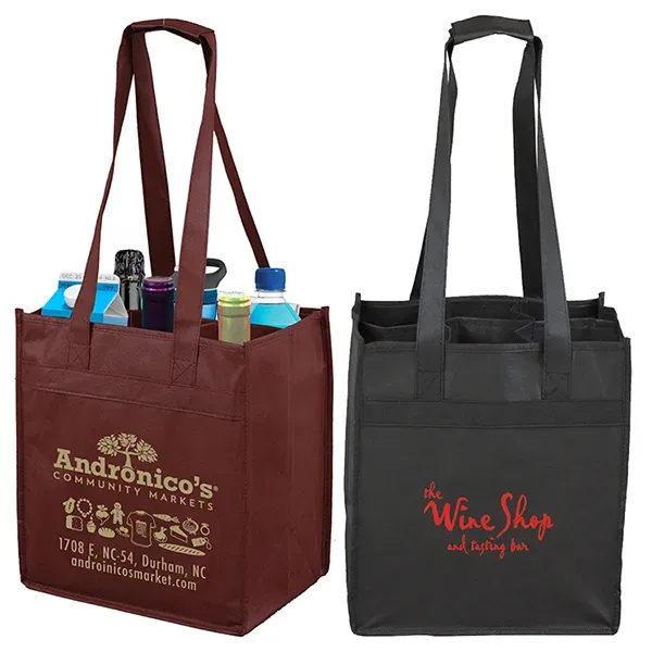 10"W x 11"H x 7"Gusset - "THE SONOMA" 6 Bottle Wine Tote Bag - 10"W x 11"H x 7"Gusset - "THE SONOMA" 6 Bottle Wine Tote Bag - Image 0 of 3