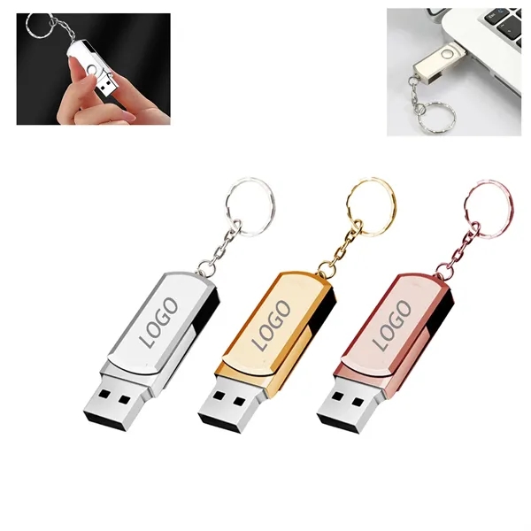 4 GB Metal USB Flash Drive With Keychain - 4 GB Metal USB Flash Drive With Keychain - Image 0 of 2