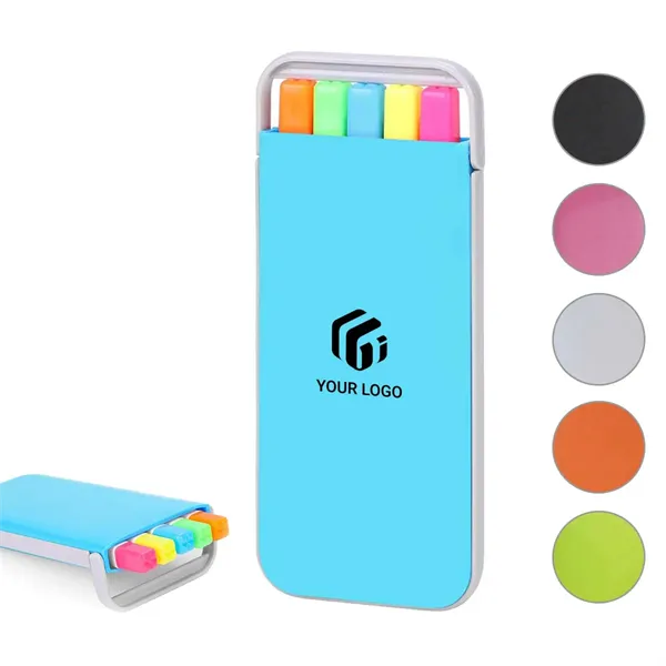 School Supplies 5 Colors Highlighter Pen Set with Case - School Supplies 5 Colors Highlighter Pen Set with Case - Image 0 of 4