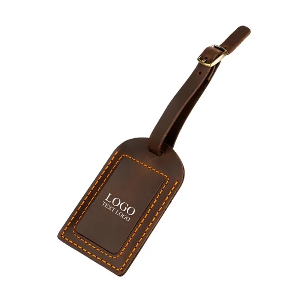 Vintage Crazy Horse Leather Luggage Tag - Vintage Crazy Horse Leather Luggage Tag - Image 4 of 9