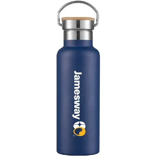 17oz Travel Stainless Steel Vacuum water bottle w/wood lid - 17oz Travel Stainless Steel Vacuum water bottle w/wood lid - Image 2 of 5