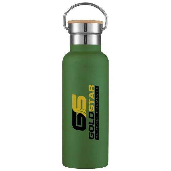 17oz Travel Stainless Steel Vacuum water bottle w/wood lid - 17oz Travel Stainless Steel Vacuum water bottle w/wood lid - Image 3 of 5
