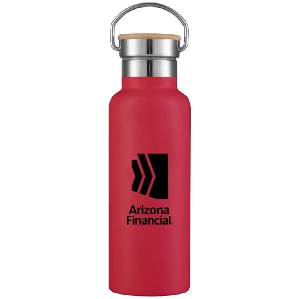 17oz Travel Stainless Steel Vacuum water bottle w/wood lid - 17oz Travel Stainless Steel Vacuum water bottle w/wood lid - Image 4 of 5