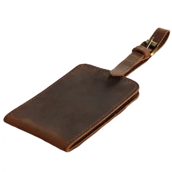 Brown Genuine Leather Luggage Tag - Brown Genuine Leather Luggage Tag - Image 5 of 5