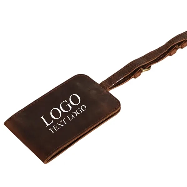 Brown Genuine Leather Luggage Tag - Brown Genuine Leather Luggage Tag - Image 4 of 5