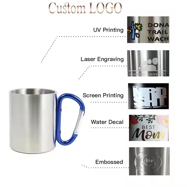 10 oz Portable Camping Stainless Steel Carabiner  Mug - 10 oz Portable Camping Stainless Steel Carabiner  Mug - Image 2 of 3